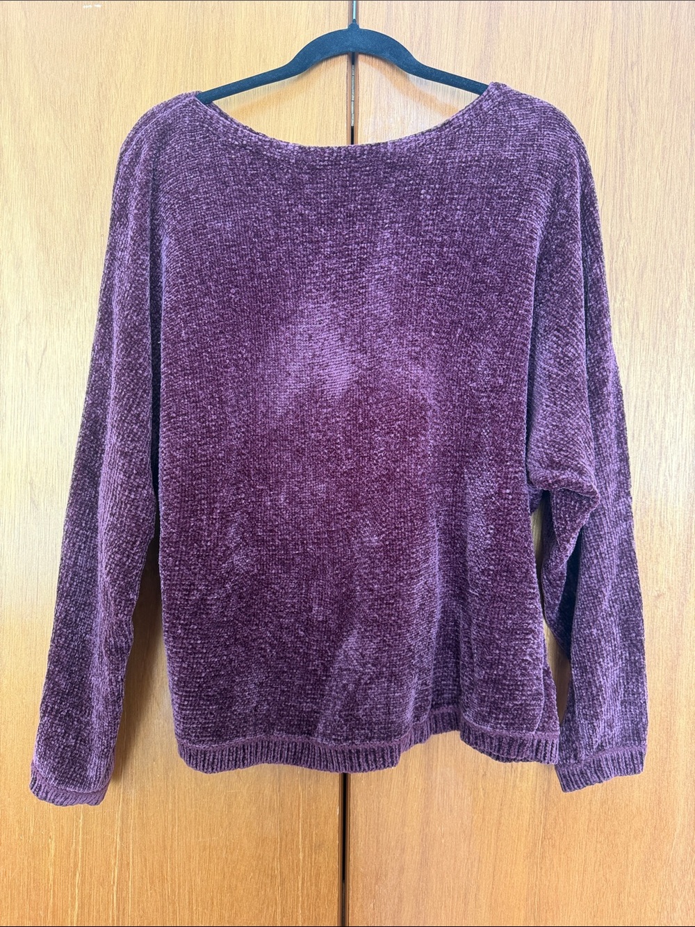 Cowlneck Chenille Knit Sweater - Plum